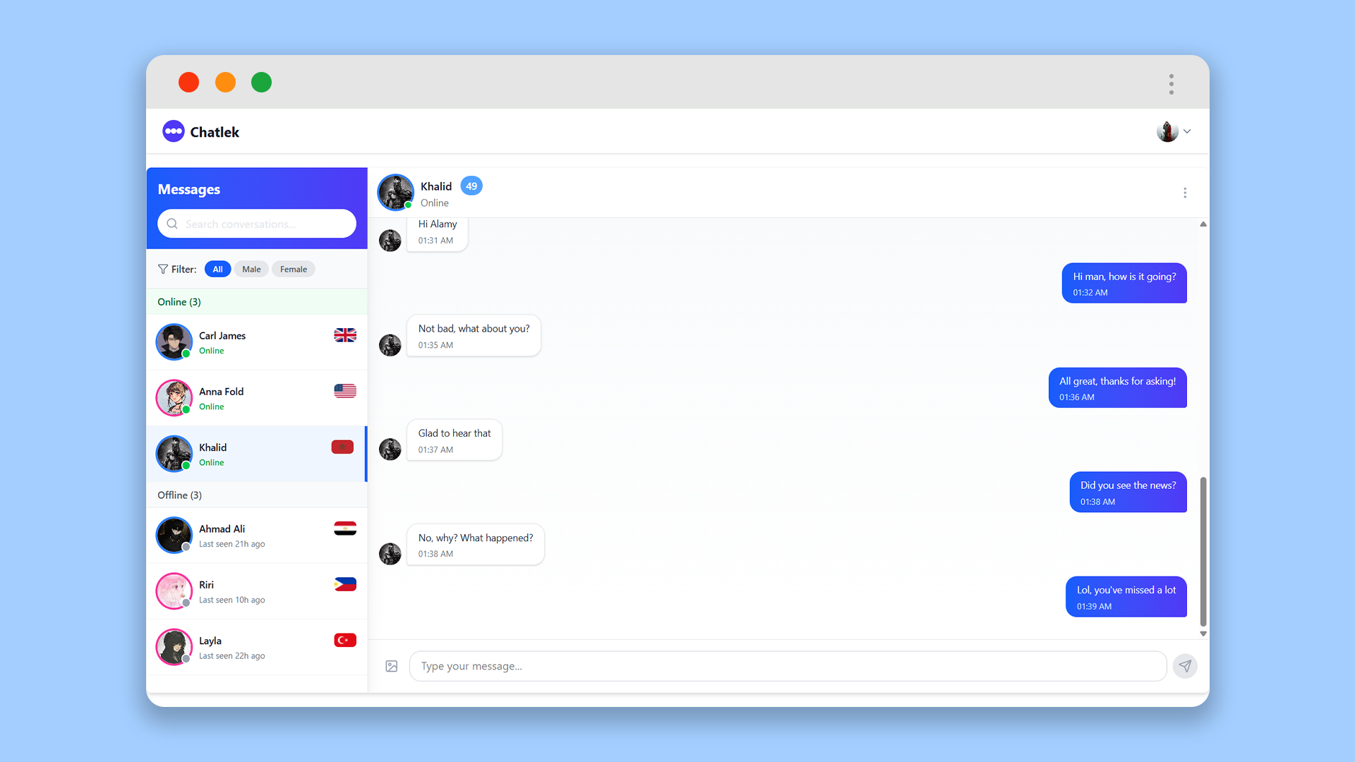Chatlek - Real-time Chat App screenshot