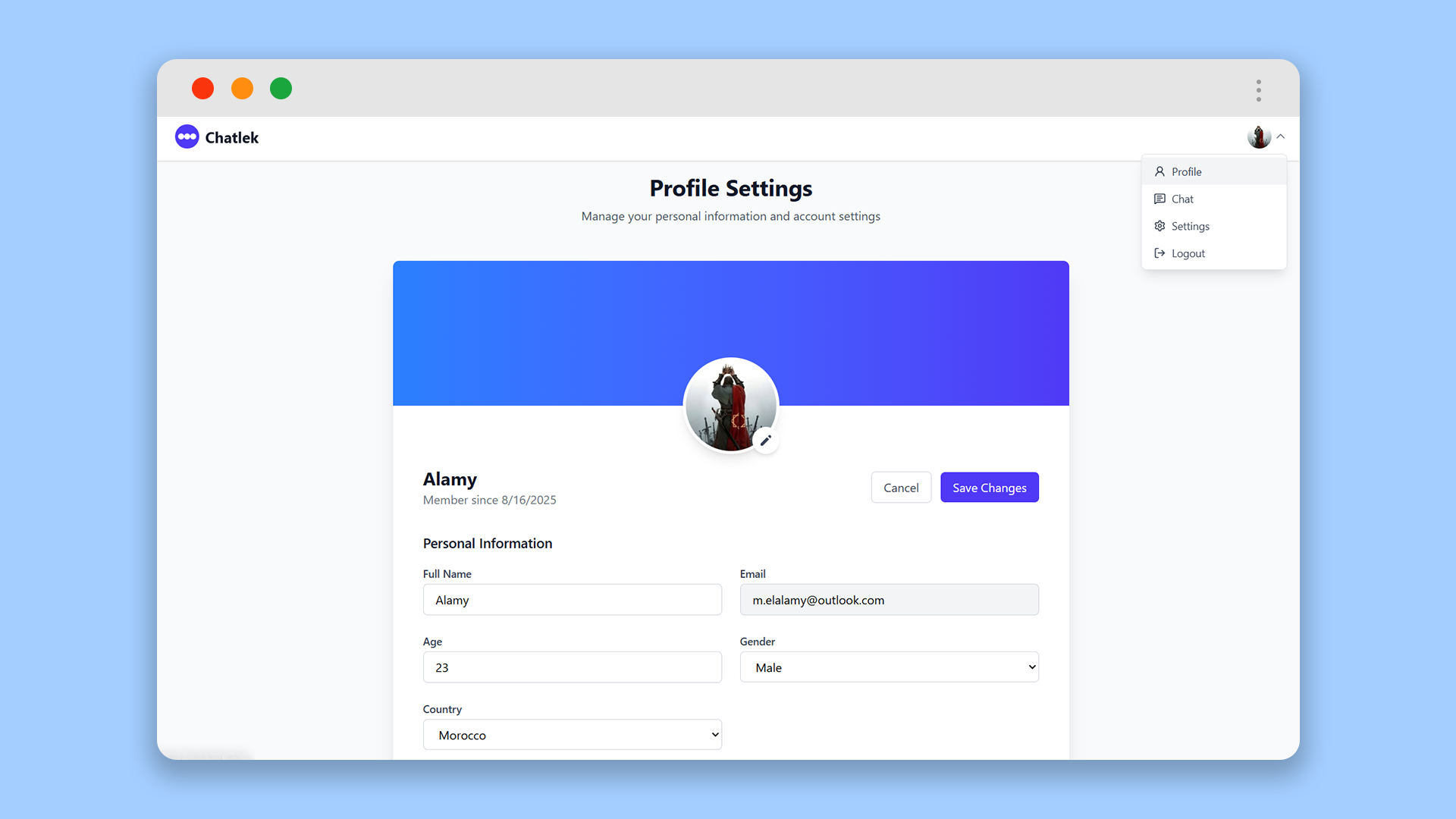 Chatlek - Real-time Chat App screenshot