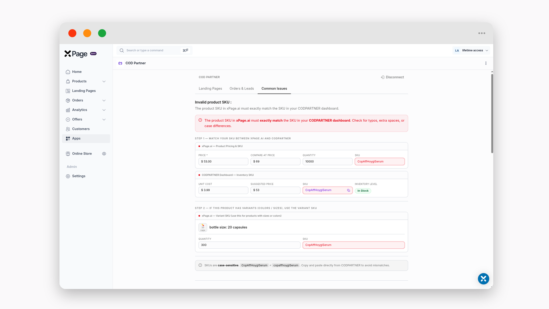 xPage — COD Partner Integration screenshot