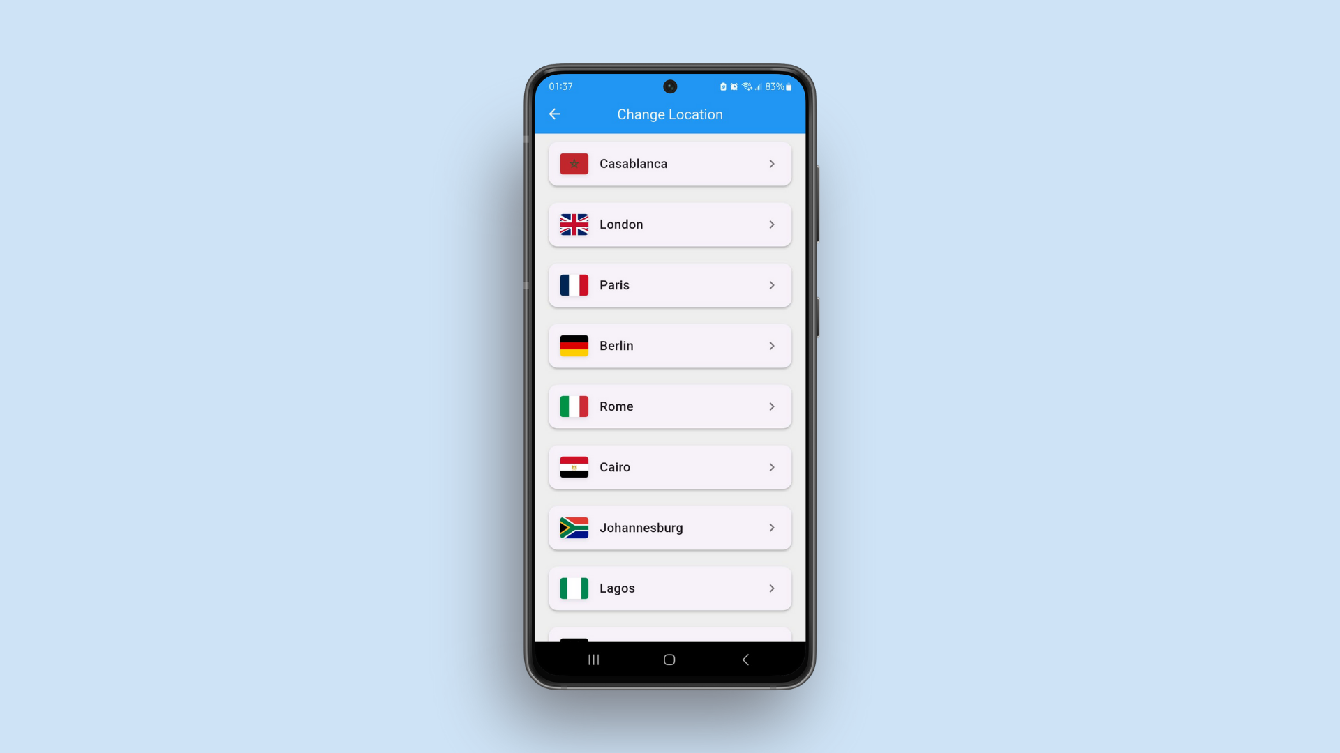 World Time - Flutter Mobile App screenshot