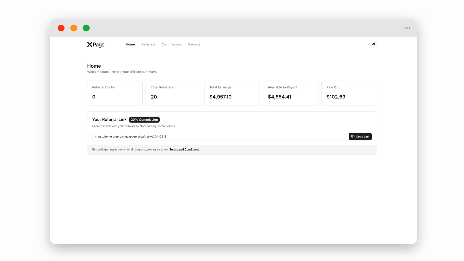 xPage — Affiliate Frontend Dashboard screenshot