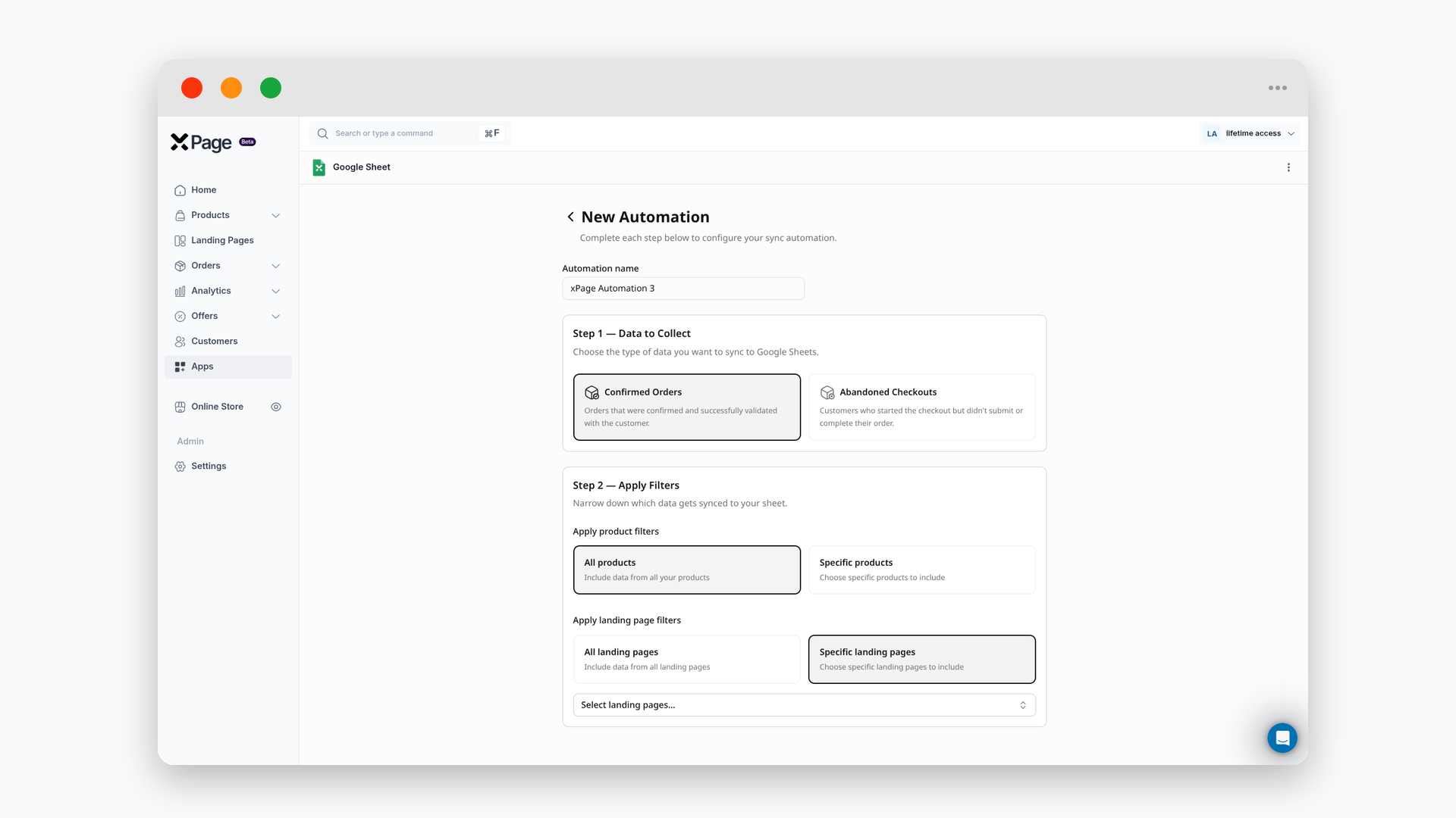 xPage — Google Sheet Automation screenshot