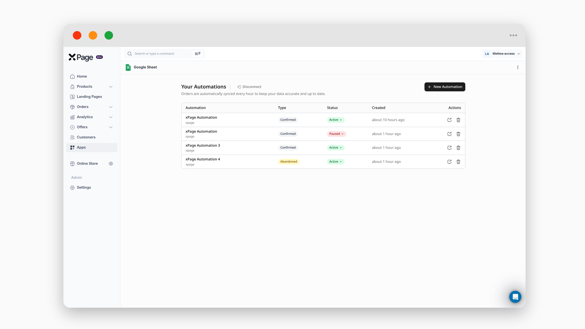 xPage — Google Sheet Automation screenshot